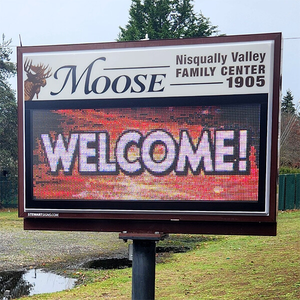Civic Sign for Nisqually Valley Moose Family Center 1905