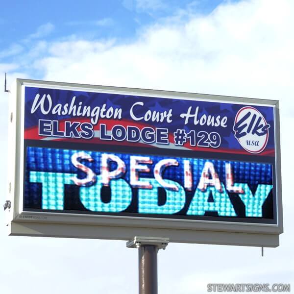 Civic Sign for Washington Court House Elks #129