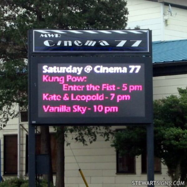 Military Sign for MWR Cinema 77