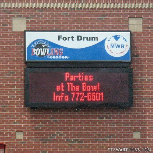 Military Sign for Fort Drum MWR Bowling Center