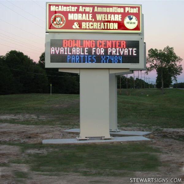 Military Sign for Mc Alester Army Ammunition Plant MWR