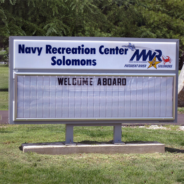 Military Sign for MWR Navy Recreation Center, Solomons