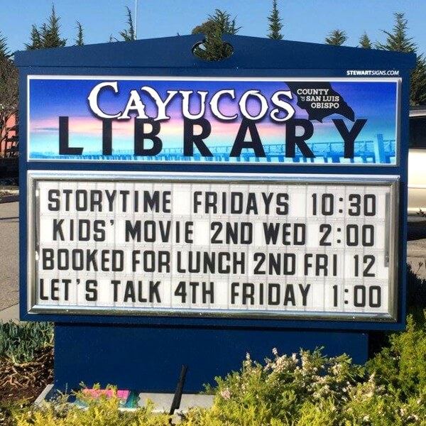 Municipal Sign for Cayucos Branch Library