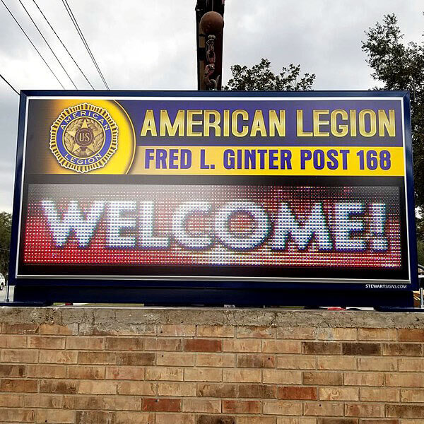 Civic Sign for Fred L. Ginter American Legion Post 168