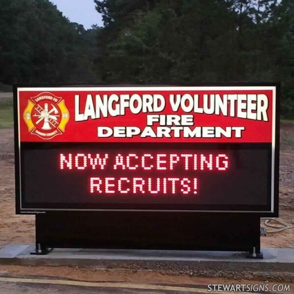 Municipal Sign for Langford Volunteer Fire Department