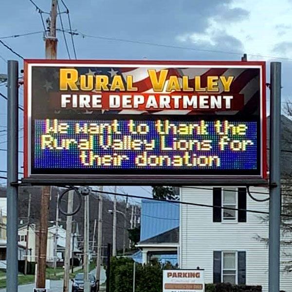 Municipal Sign for Rural Valley Fire Department