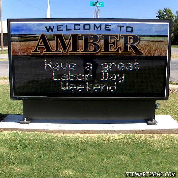 Municipal Sign for Town of Amber