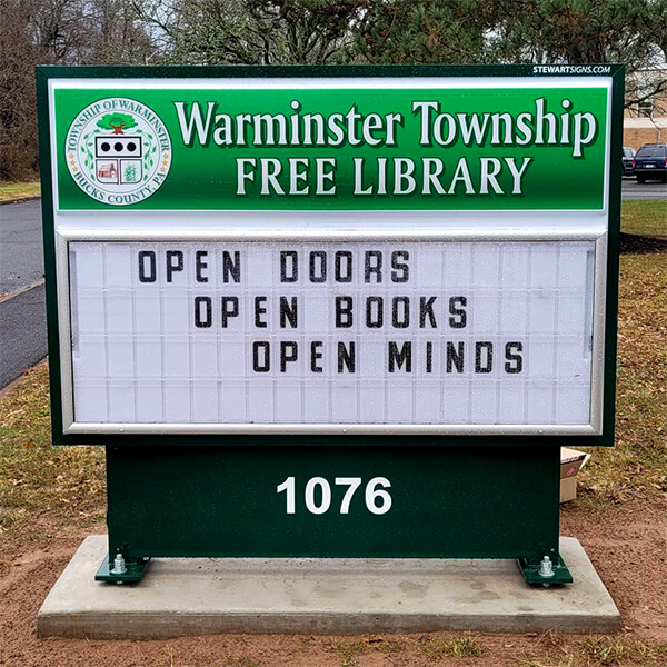 Municipal Sign for Warminster Township Free Library