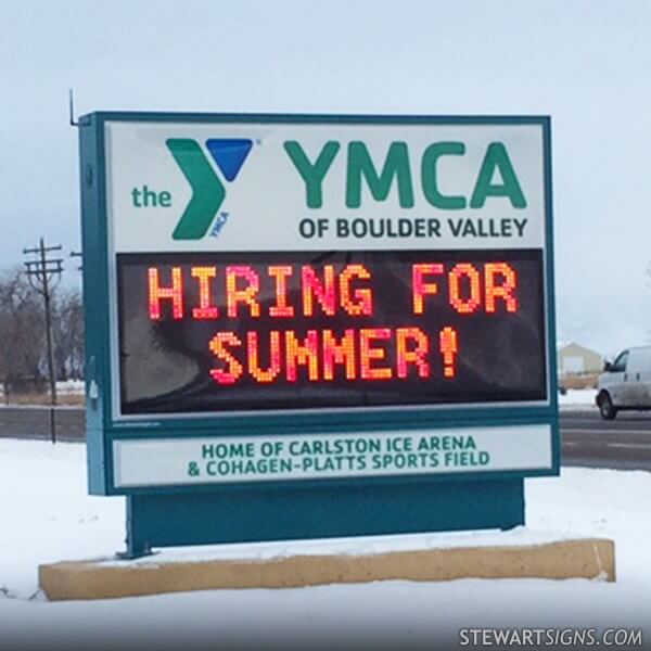 Civic Sign for Ymca of Boulder Valley