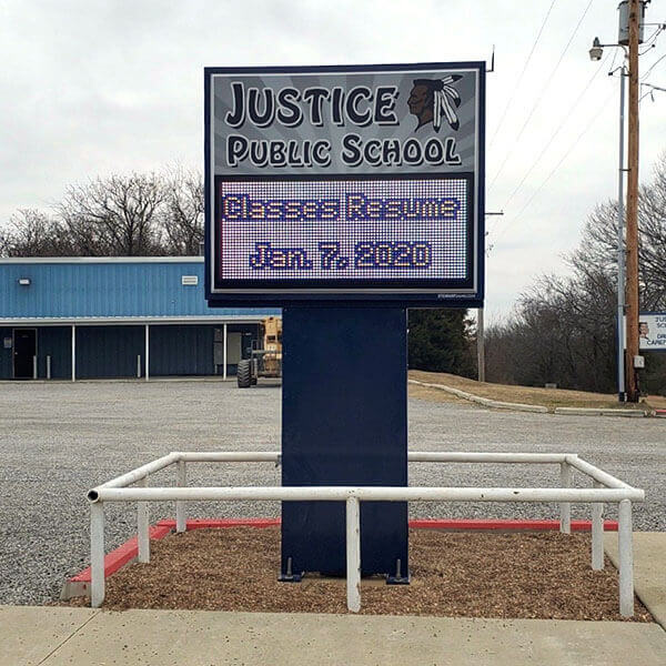 School Sign for Justice Elementary School