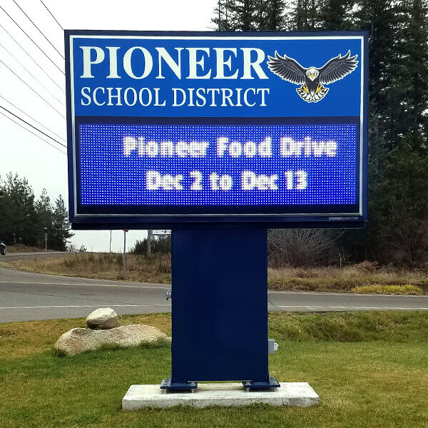 School Sign for Pioneer School District 402