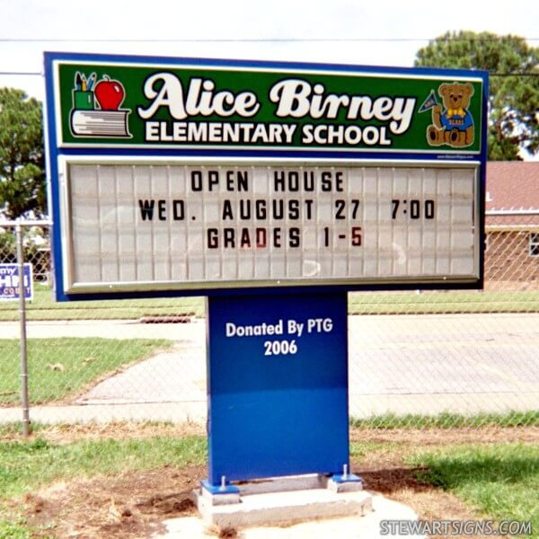 School Sign for Alice Birney Elementary School