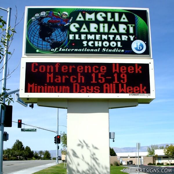 School Sign for Amelia Earhart Elementary School