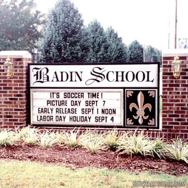 School Sign for Badin School