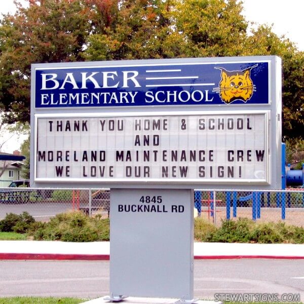 School Sign for Gussie M. Baker Elementary