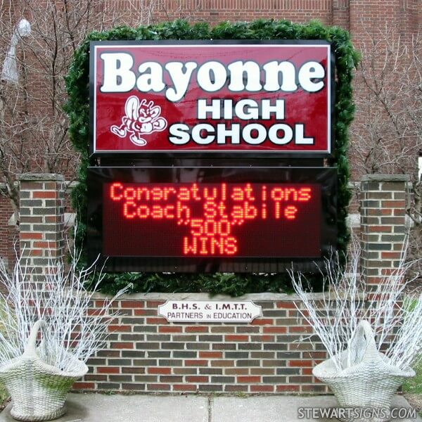 School Sign for Bayonne High School