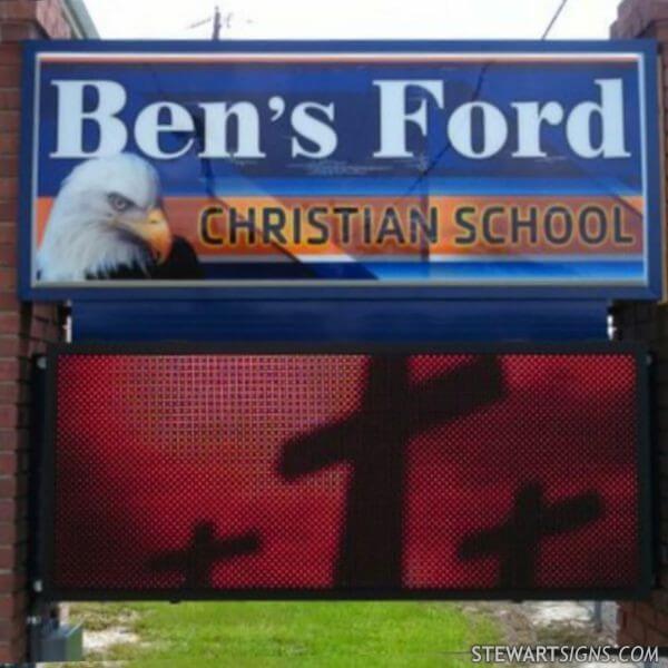 School Sign for Ben's Ford Christian School