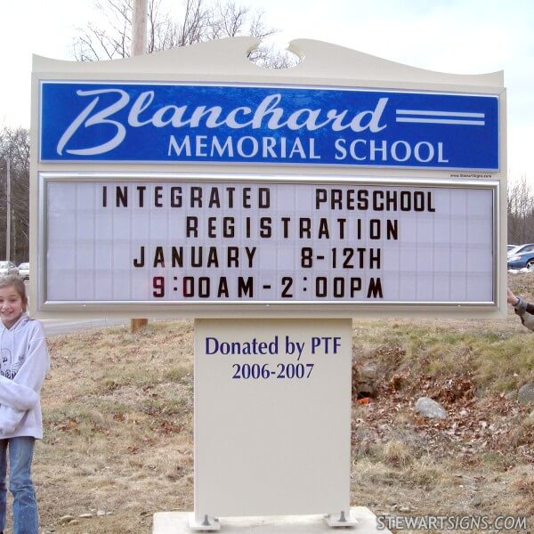 School Sign for Blanchard Memorial School