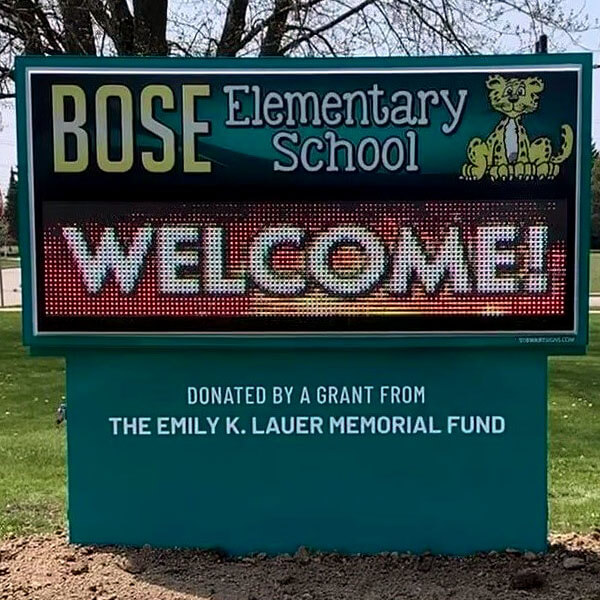 School Sign for Bose Elementary School