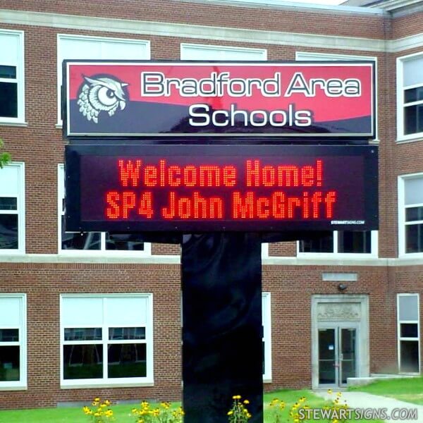 School Sign for Bradford Area Schools