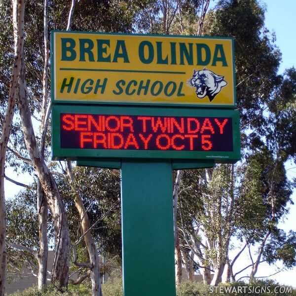 School Sign for Brea Olinda High School