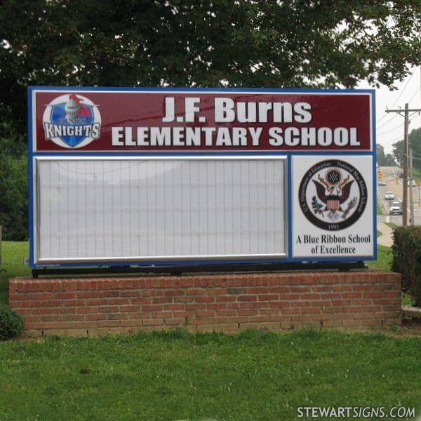 School Sign for J F Burns Elementary School