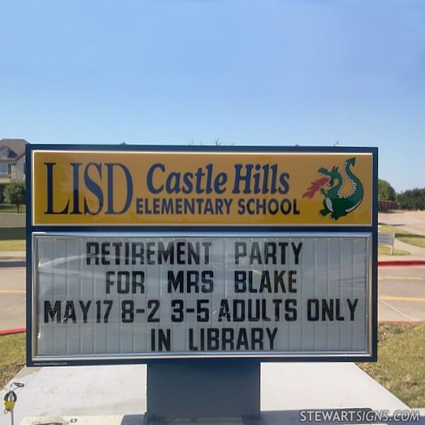 School Sign for Castle Hills Elementary School