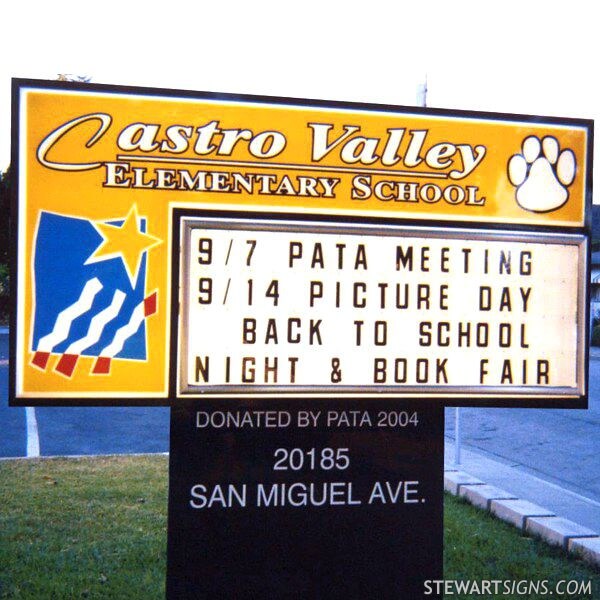 School Sign for Castro Valley Elementary School