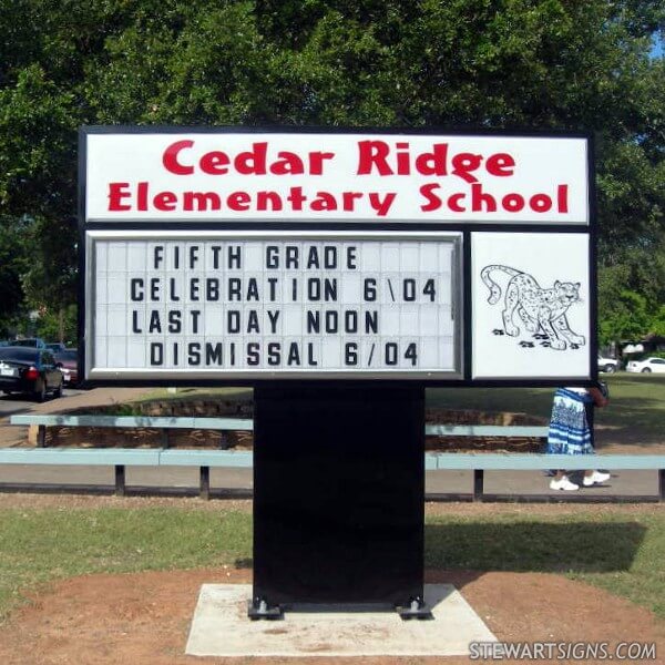 School Sign for Cedar Ridge Elementary School