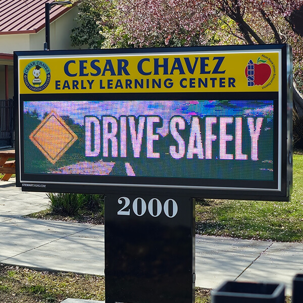 School Sign for Cesar Chavez Elementary School