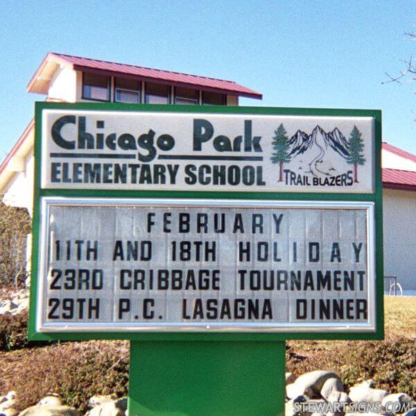 School Sign for Chicago Park Elementary School