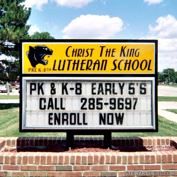 School Sign for Christ the King Lutheran School