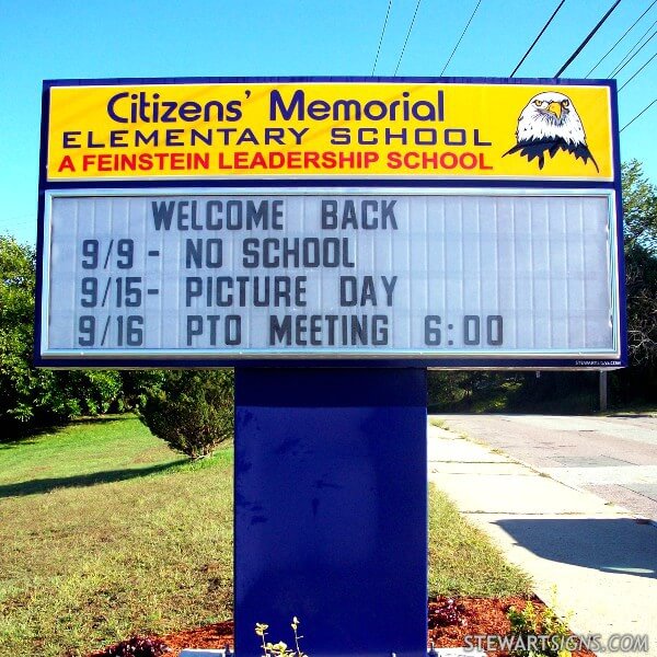 School Sign for Citizens' Memorial School