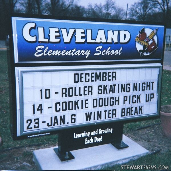 School Sign for Cleveland Elementary School