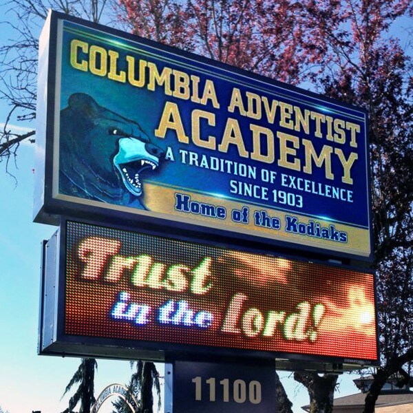 School Sign for Columbia Adventist Academy