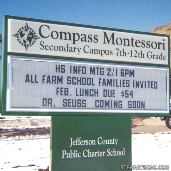 School Sign for Compass Montessori Secondary School