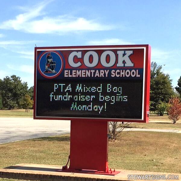 School Sign for Cook Elementary School