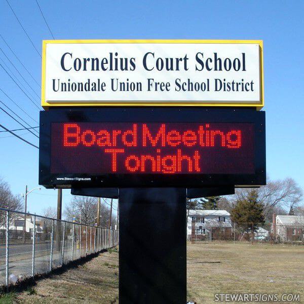 School Sign for Cornelius Court Elementary School
