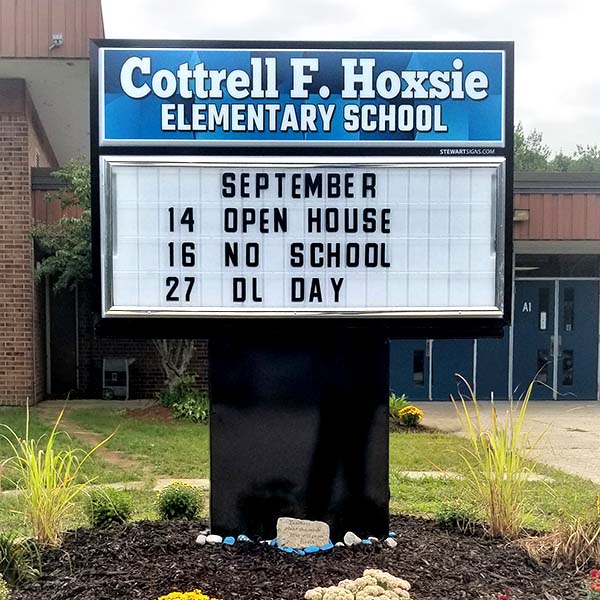 School Sign for Cottrell F. Hoxsie Elementary School