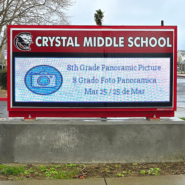 School Sign for Crystal Middle School
