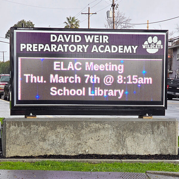 School Sign for David Weir Preparatory Academy