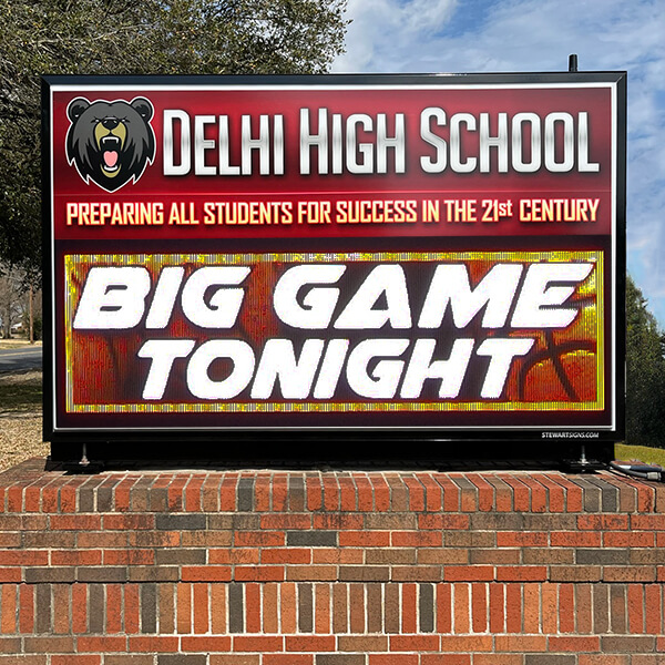 School Sign for Delhi High School