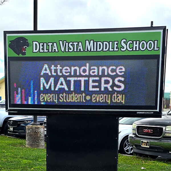 School Sign for Delta Vista Middle School