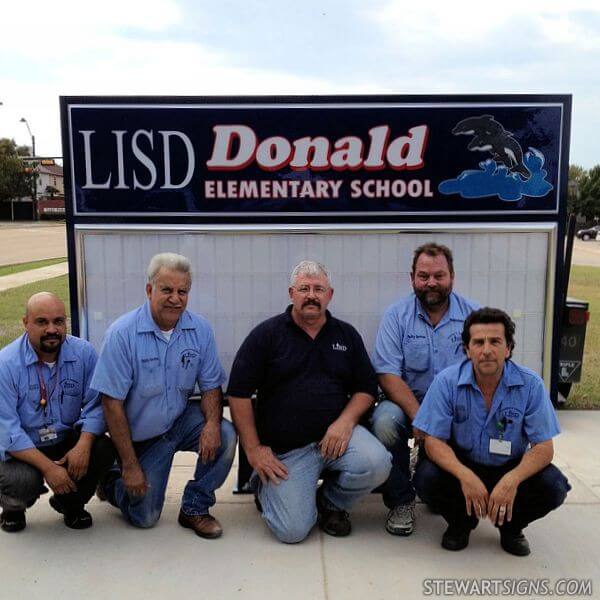 School Sign for Donald Elementary School