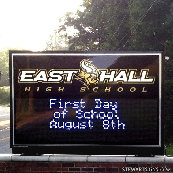 School Sign for East Hall High School