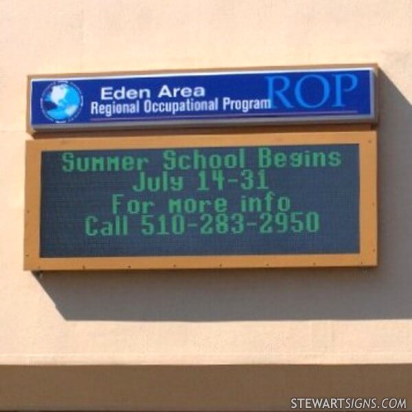 School Sign for Eden Area Rop                   Center