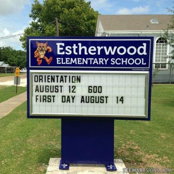 School Sign for Estherwood Elementary School