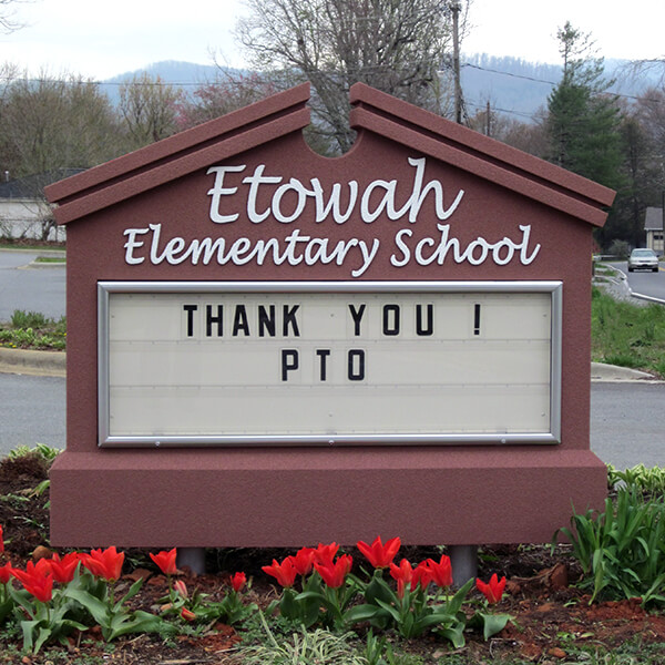 School Sign for Etowah Elementary School