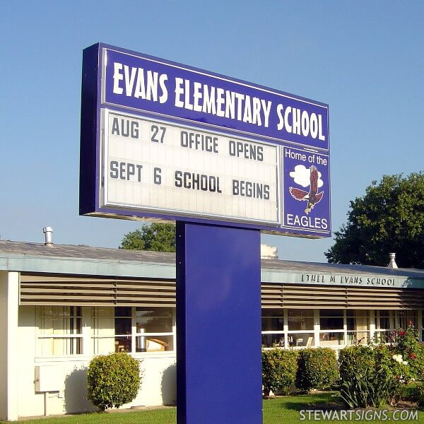 School Sign for Evans Elementary School