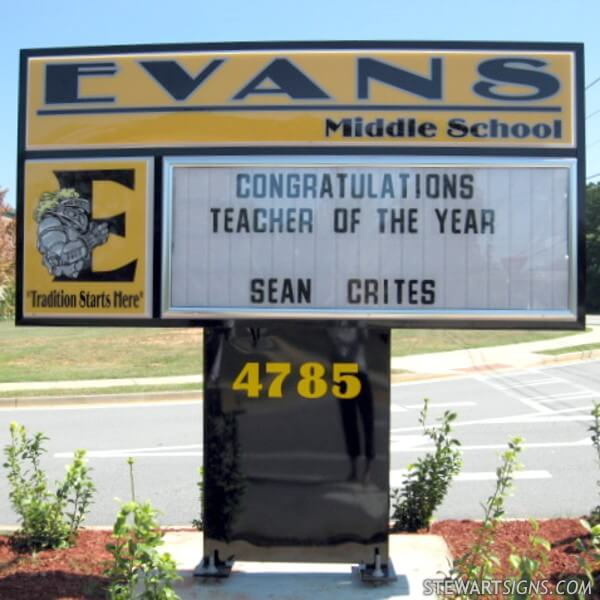 School Sign for Evans Middle School